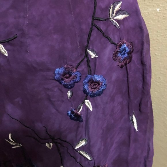 Purple Silk Embroidered Skirt, Size 8P - Picture 4 of 5